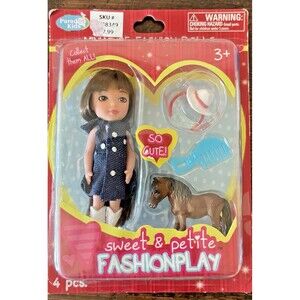 Sweet & Petite Fashionplay Doll & Horse Playset By Paradise Kids New Dark Hair